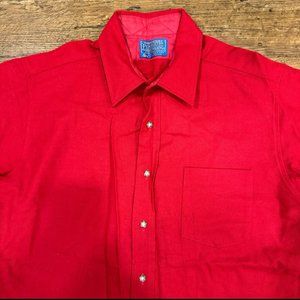 Vintage 60's Pendleton Red Lodge Wool Casual Button Up‎ Flannel Shirt Men's Sz L